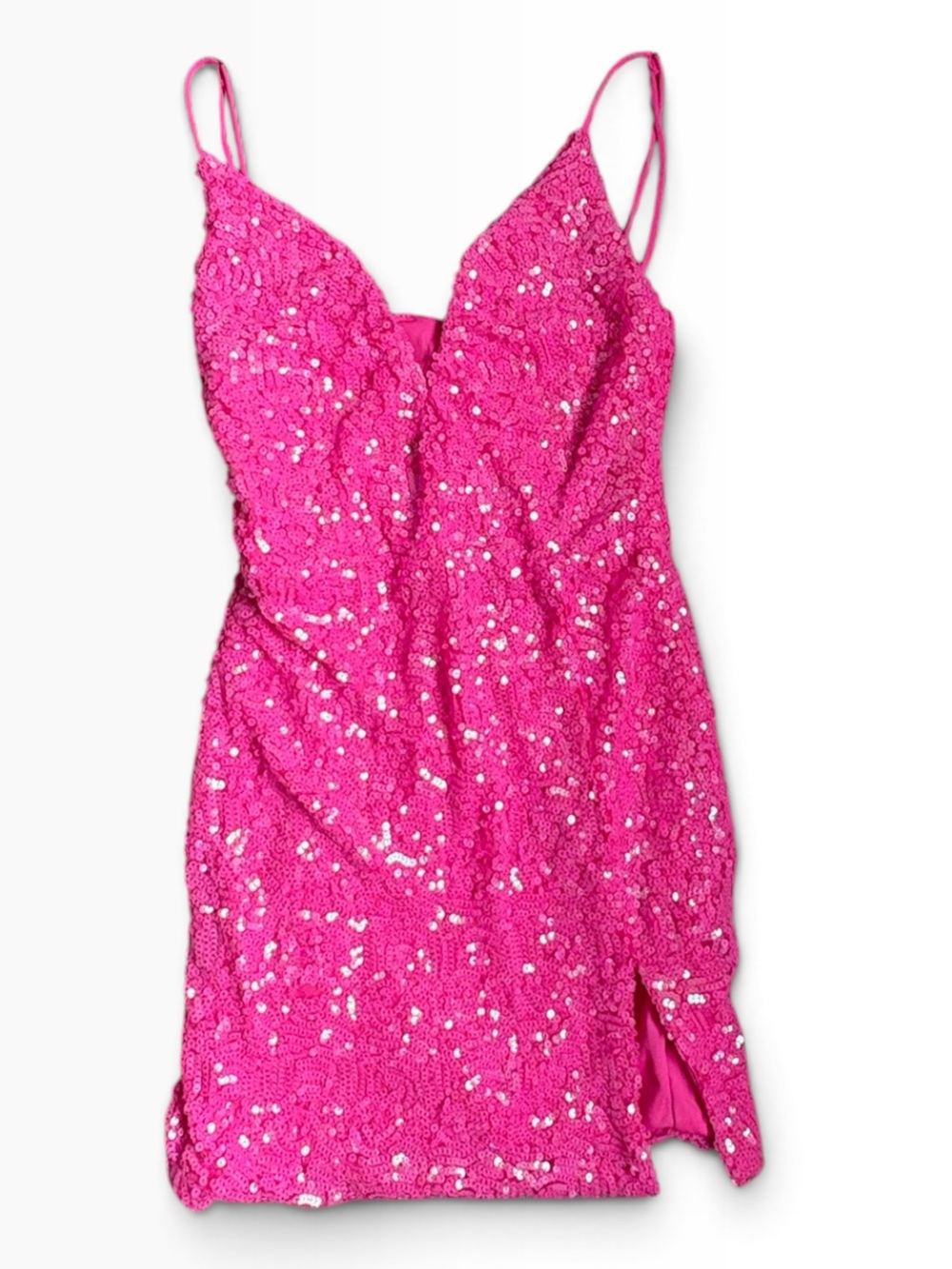 Lucy in the Sky Hot Pink Sequin Slip Dress